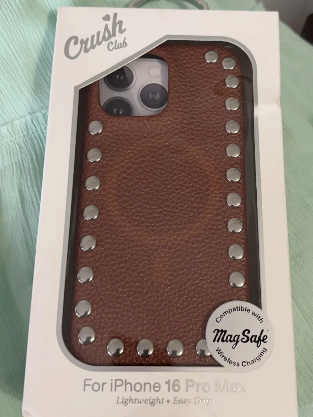 New in Box Crush Club 16 Pro Max Faux Leather Studded Phone Case Boho